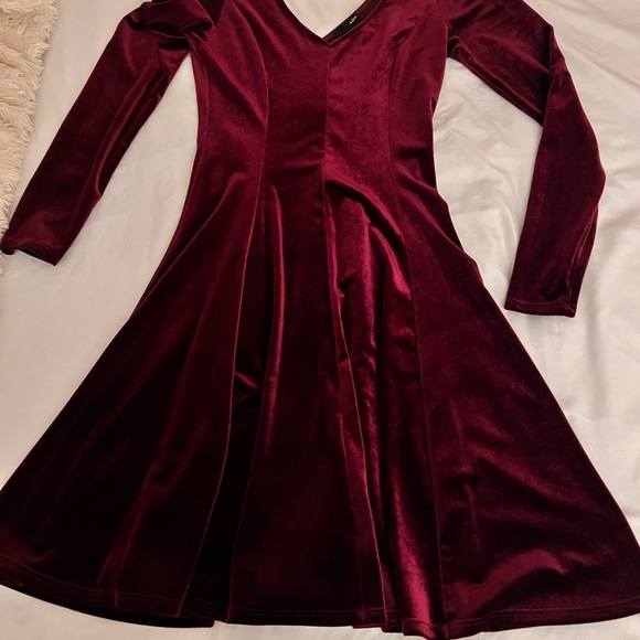 Aqua Velvet Dress in Burgundy - Picture 1 of 4